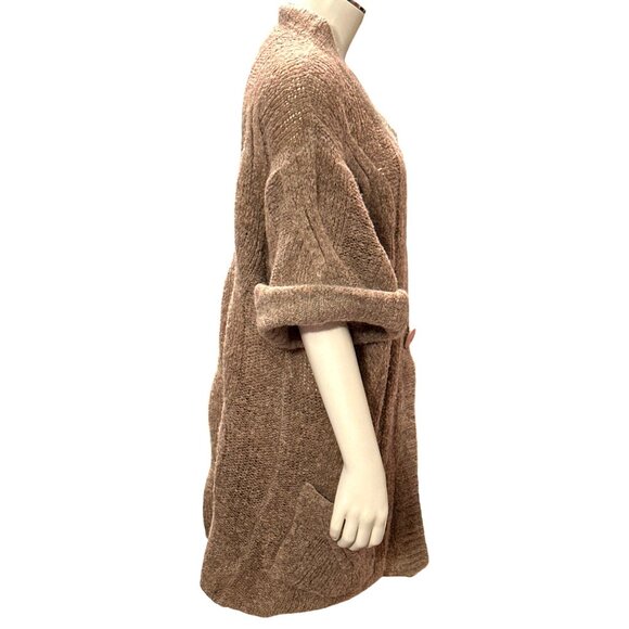 CCC Cozy Knit Button Up Brown Cardigan Sweater Pockets Short Sleeves Trendy Larg - Picture 4 of 8